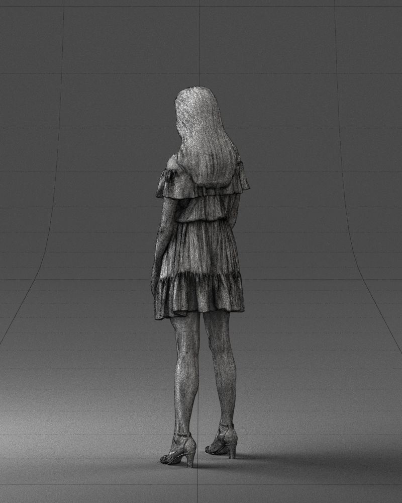 000162 Standing Woman in Off-Shoulder Dress 0714 3dp 3D print model_23