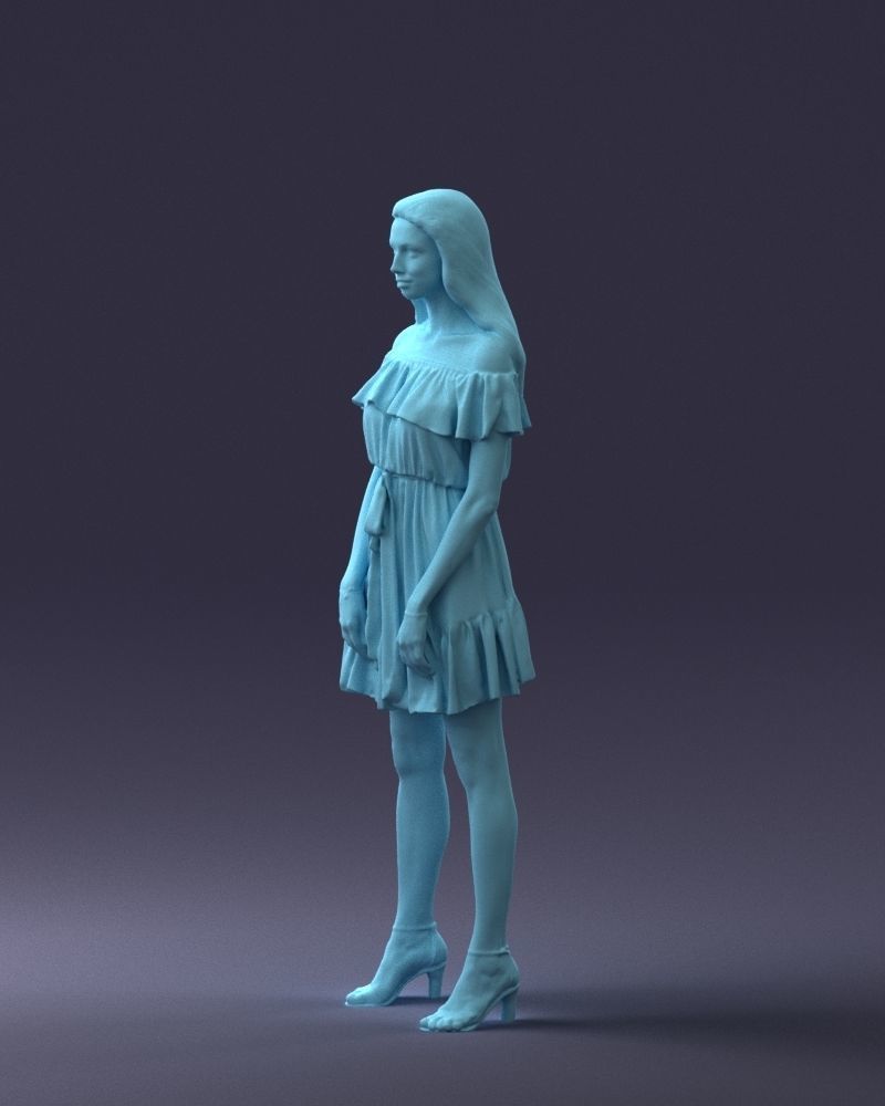 000162 Standing Woman in Off-Shoulder Dress 0714 3dp 3D print model_28