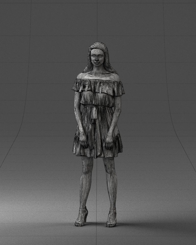 000162 Standing Woman in Off-Shoulder Dress 0714 3dp 3D print model_35