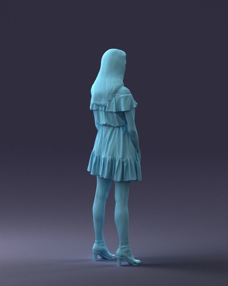 000162 Standing Woman in Off-Shoulder Dress 0714 3dp 3D print model_16