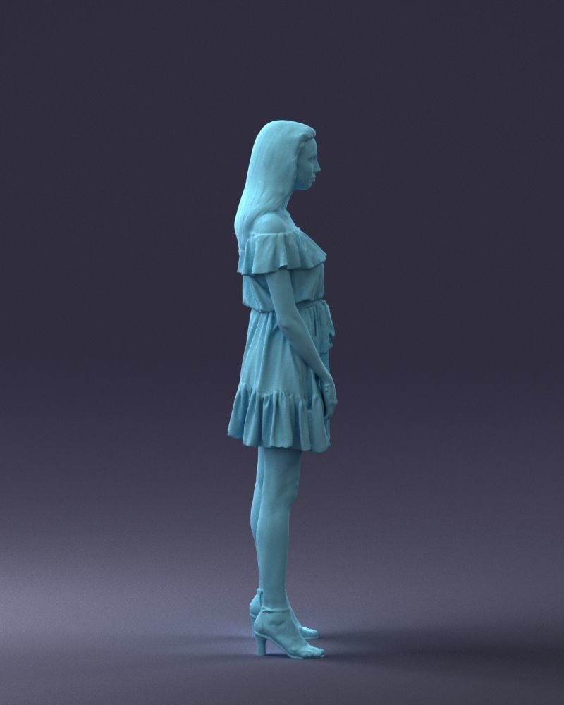 000162 Standing Woman in Off-Shoulder Dress 0714 3dp 3D print model_13