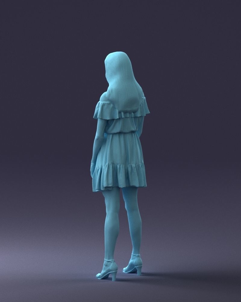 000162 Standing Woman in Off-Shoulder Dress 0714 3dp 3D print model_22