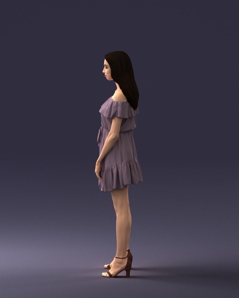 000162 Standing Woman in Off-Shoulder Dress 0714 3dp 3D print model_24