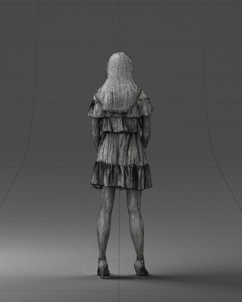000162 Standing Woman in Off-Shoulder Dress 0714 3dp 3D print model_20