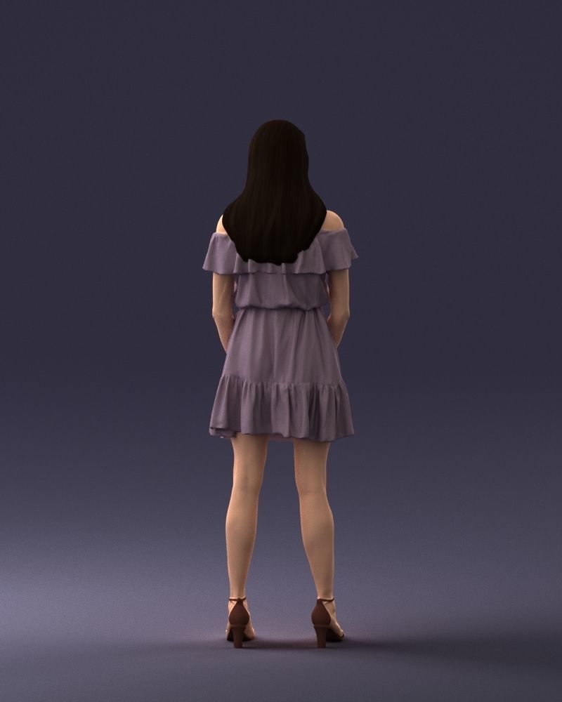 000162 Standing Woman in Off-Shoulder Dress 0714 3dp 3D print model_18
