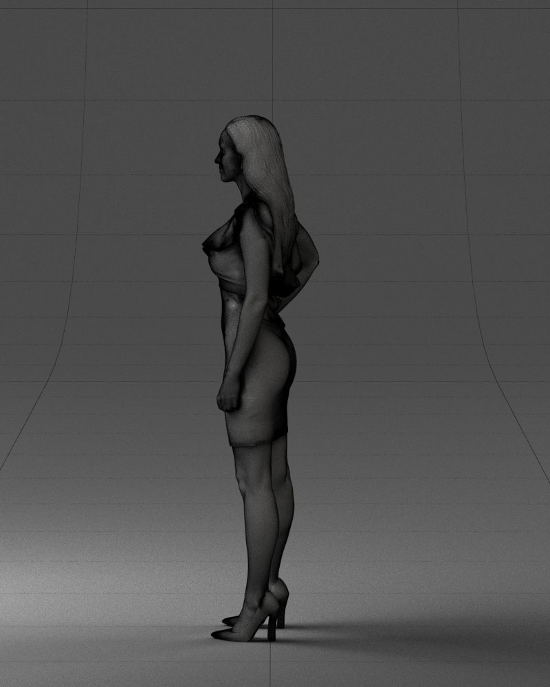 000163 Standing Woman in Pink Dress with Ruffled Neckline 3dp 3D print model_26