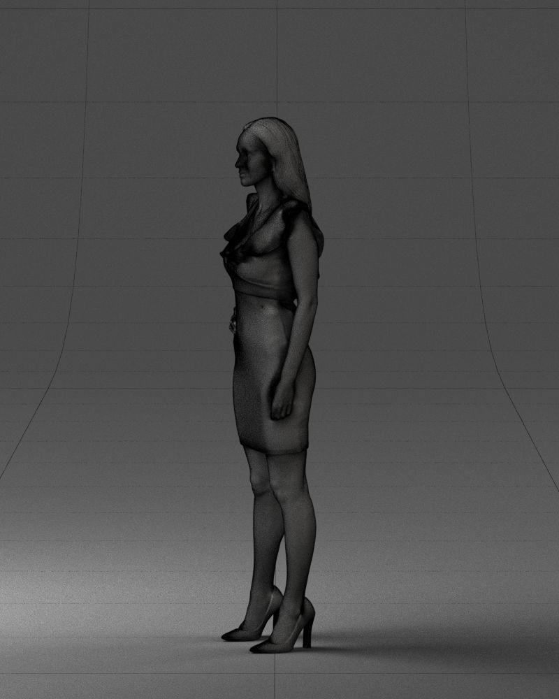 000163 Standing Woman in Pink Dress with Ruffled Neckline 3dp 3D print model_29