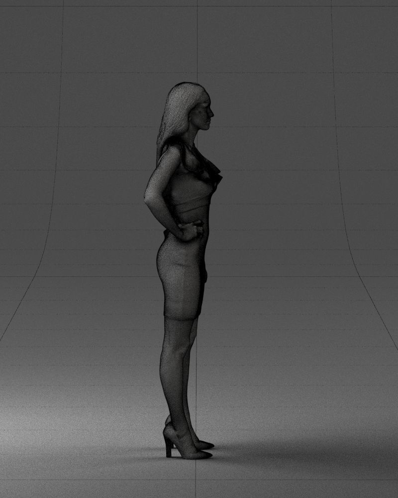 000163 Standing Woman in Pink Dress with Ruffled Neckline 3dp 3D print model_14