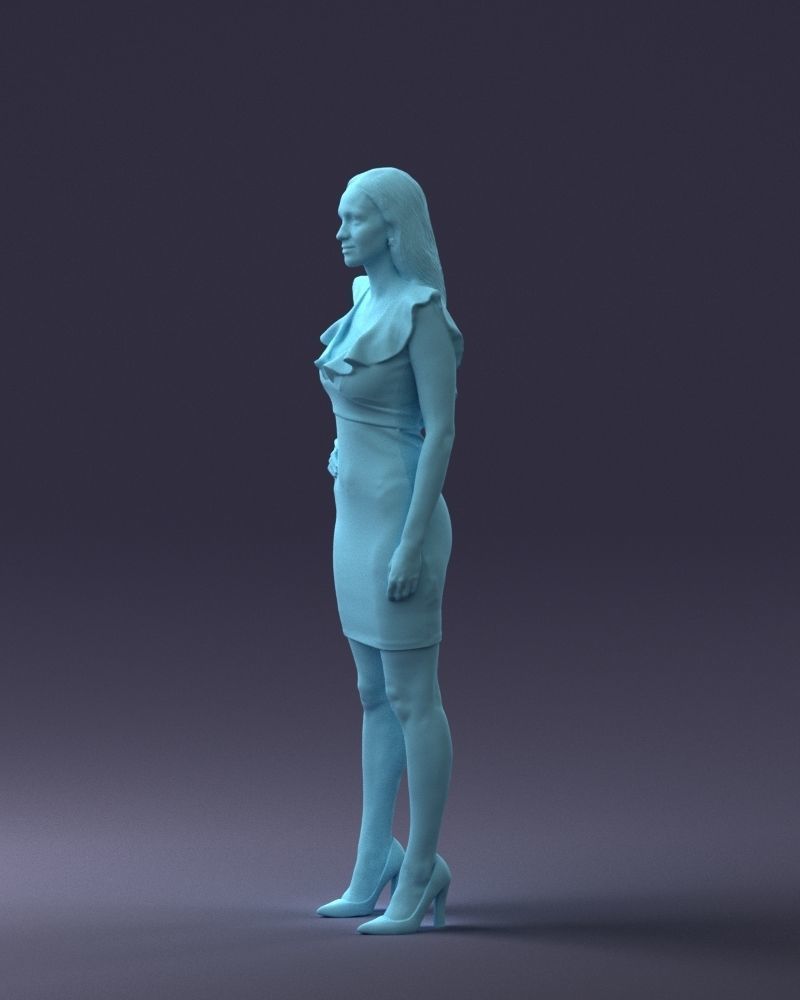 000163 Standing Woman in Pink Dress with Ruffled Neckline 3dp 3D print model_28