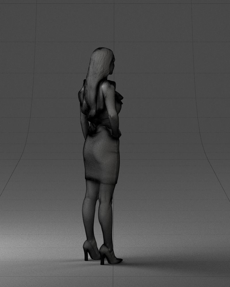 000163 Standing Woman in Pink Dress with Ruffled Neckline 3dp 3D print model_17