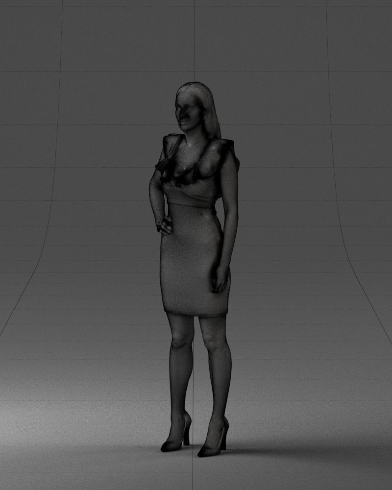 000163 Standing Woman in Pink Dress with Ruffled Neckline 3dp 3D print model_32