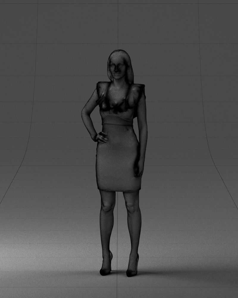 000163 Standing Woman in Pink Dress with Ruffled Neckline 3dp 3D print model_35