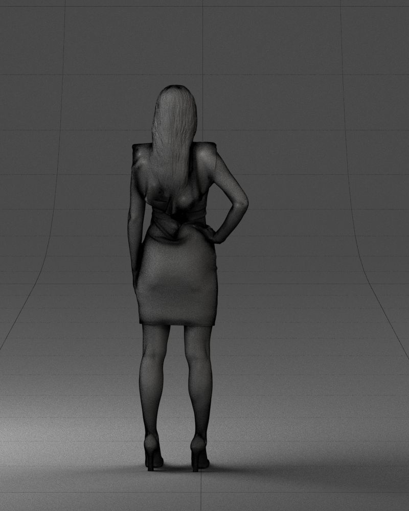 000163 Standing Woman in Pink Dress with Ruffled Neckline 3dp 3D print model_20