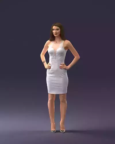 000151 Elegant Woman in White Dress  0714