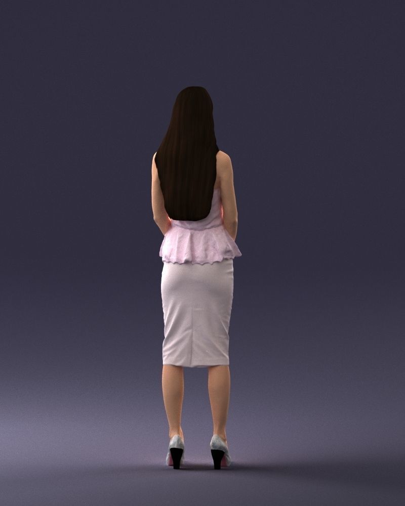 000156 Woman in Strapless Peplum Dress 0714 3dp 3D print model_18