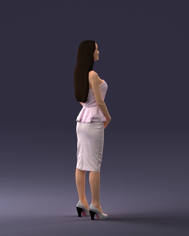 000156 Woman in Strapless Peplum Dress 0714 3dp 3D print model_15