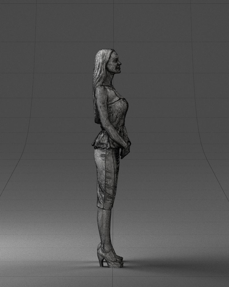 000156 Woman in Strapless Peplum Dress 0714 3dp 3D print model_14