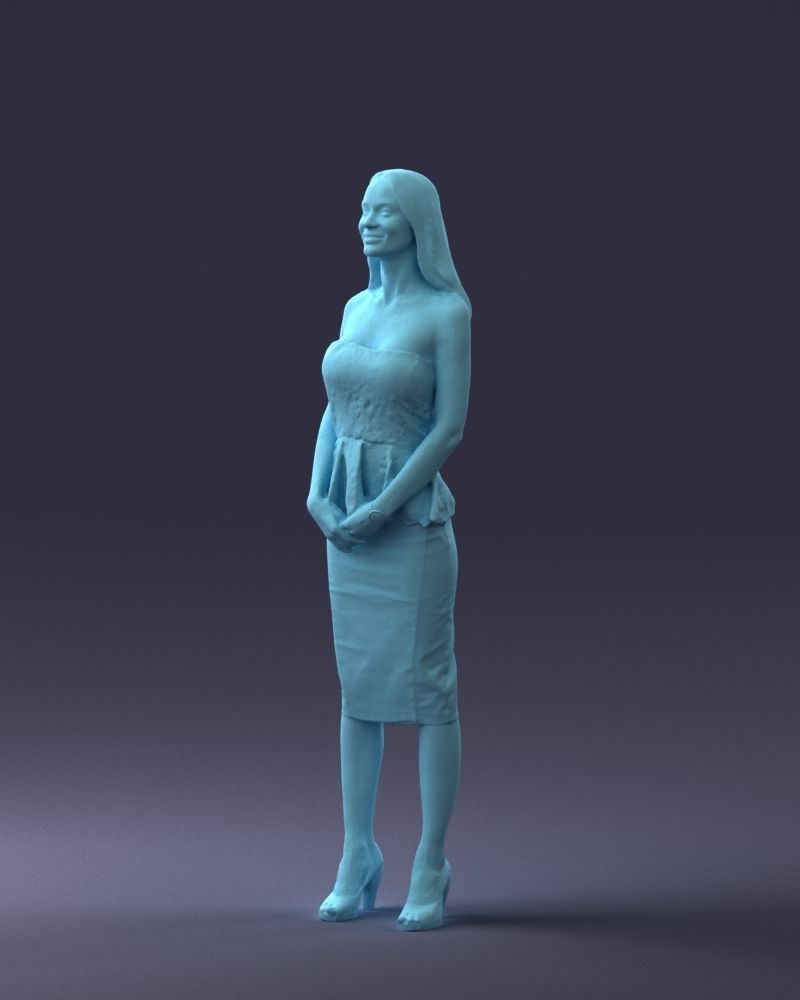 000156 Woman in Strapless Peplum Dress 0714 3dp 3D print model_30