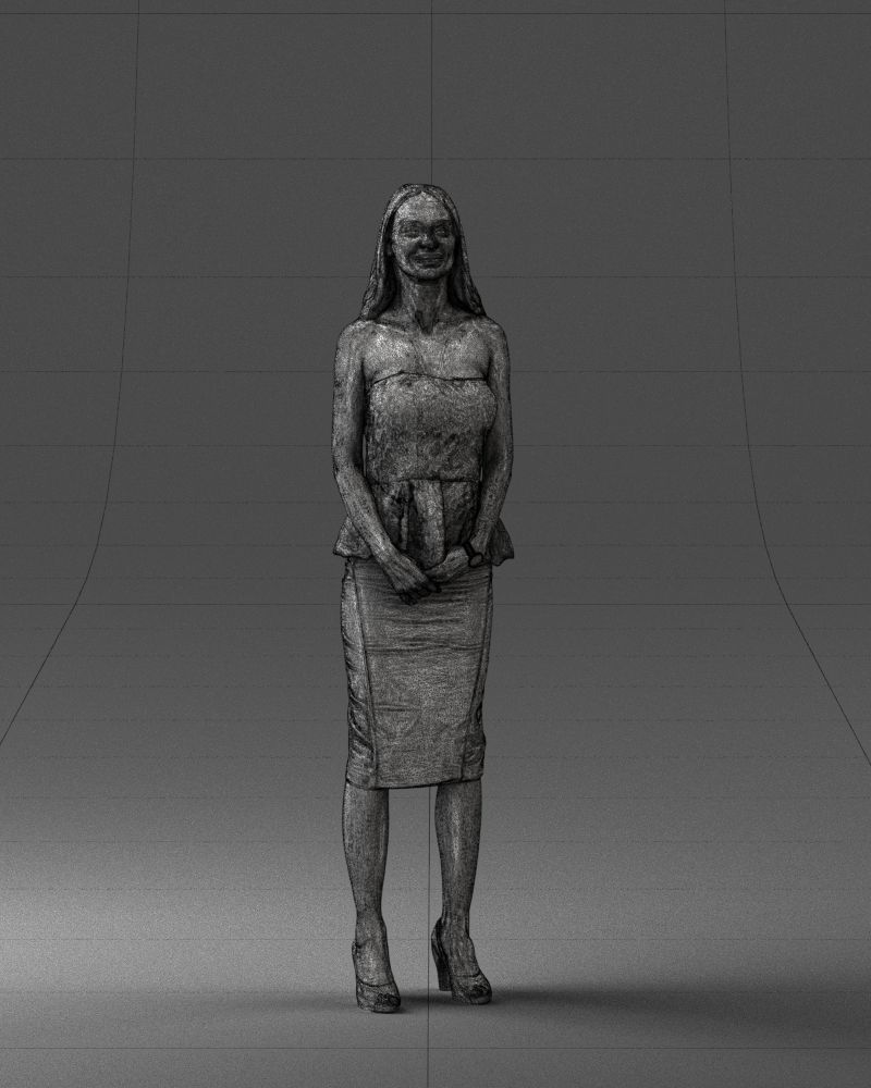 000156 Woman in Strapless Peplum Dress 0714 3dp 3D print model_8