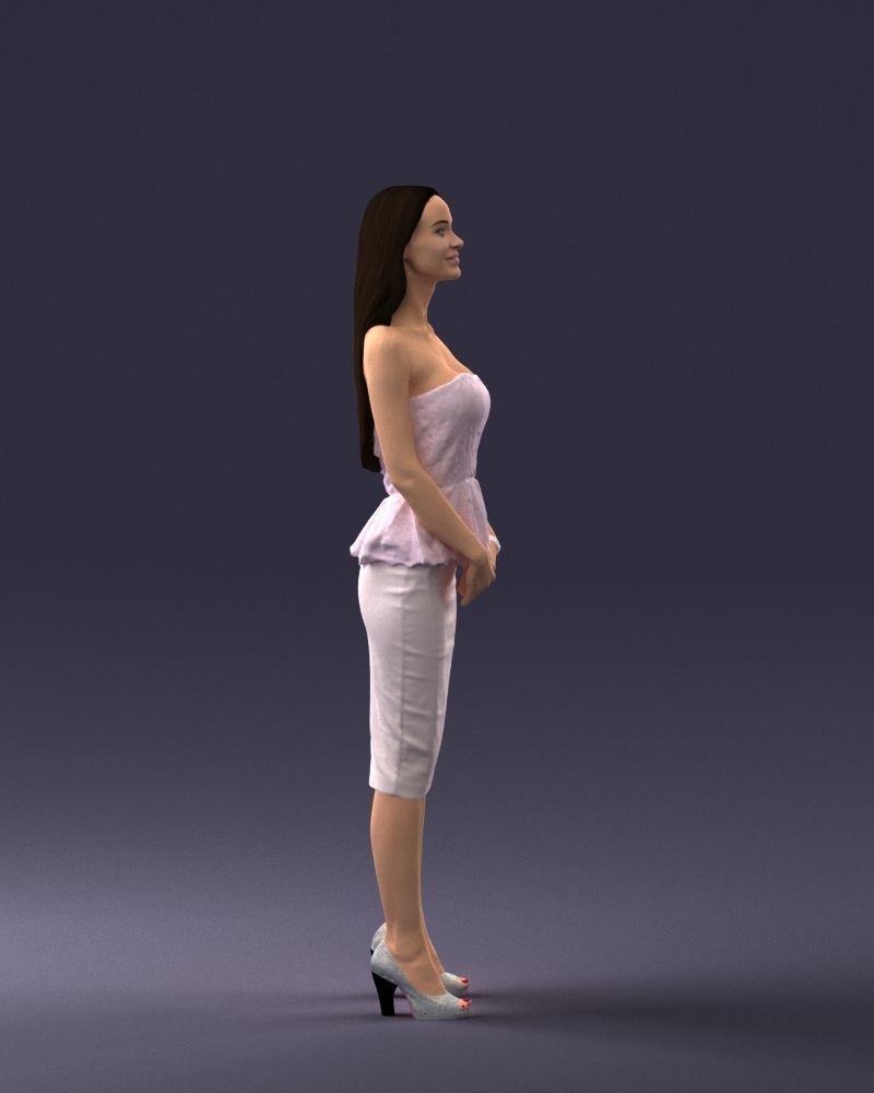 000156 Woman in Strapless Peplum Dress 0714 3dp 3D print model_12