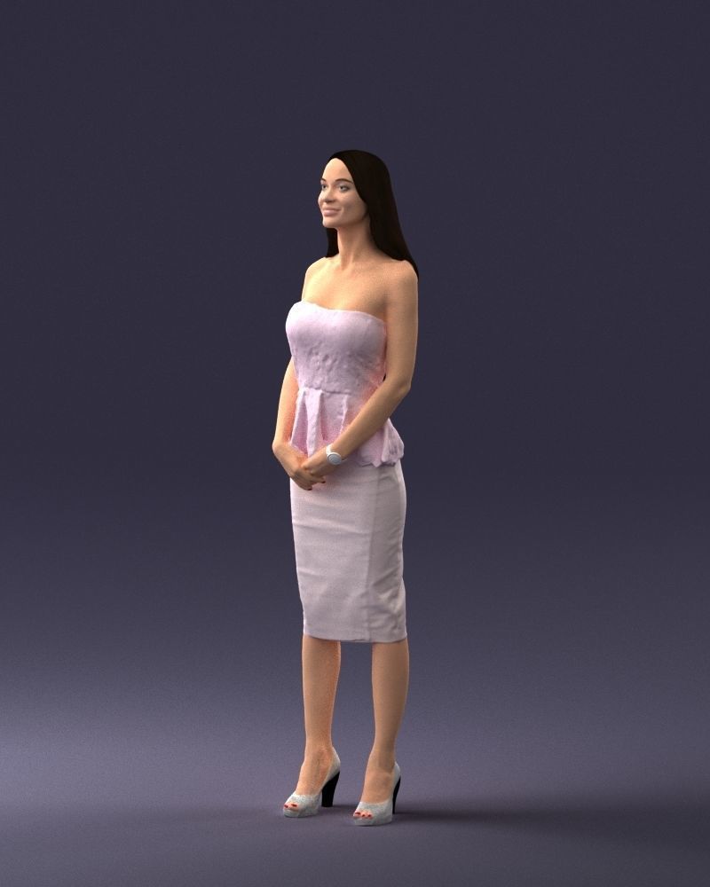 000156 Woman in Strapless Peplum Dress 0714 3dp 3D print model_29