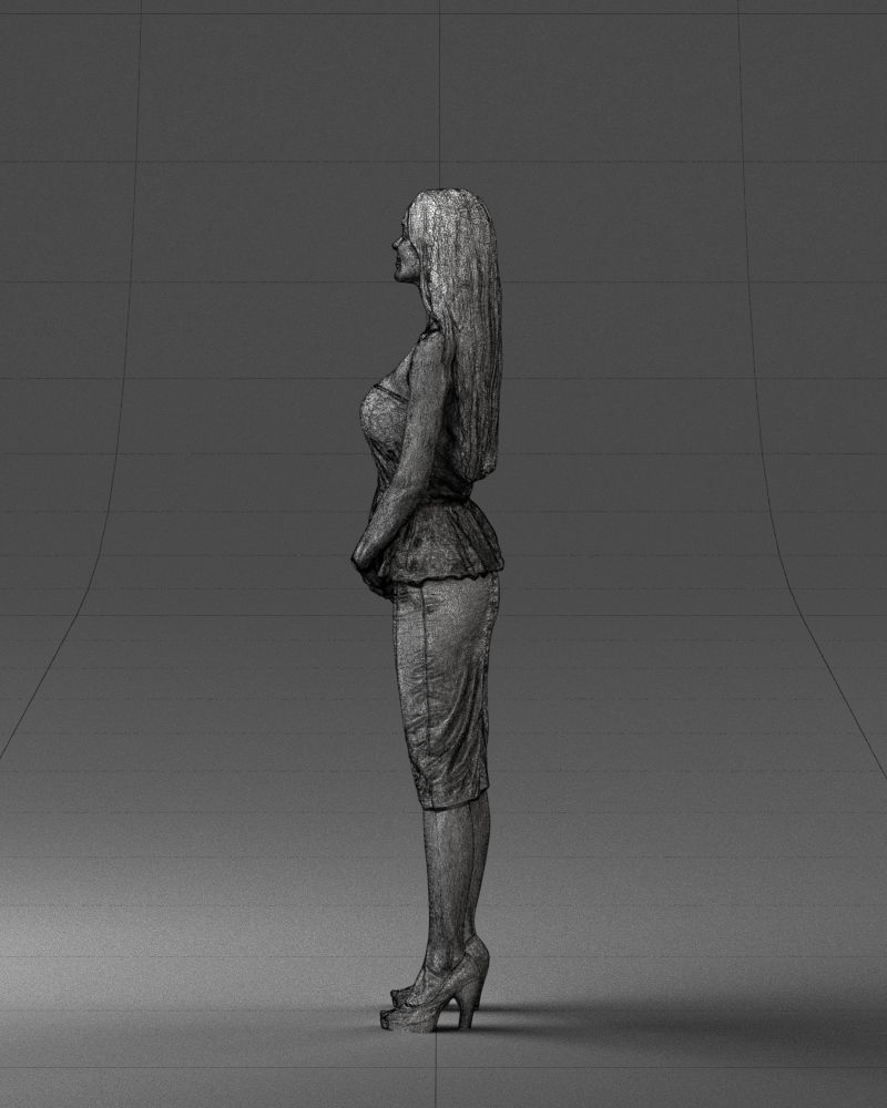 000156 Woman in Strapless Peplum Dress 0714 3dp 3D print model_25