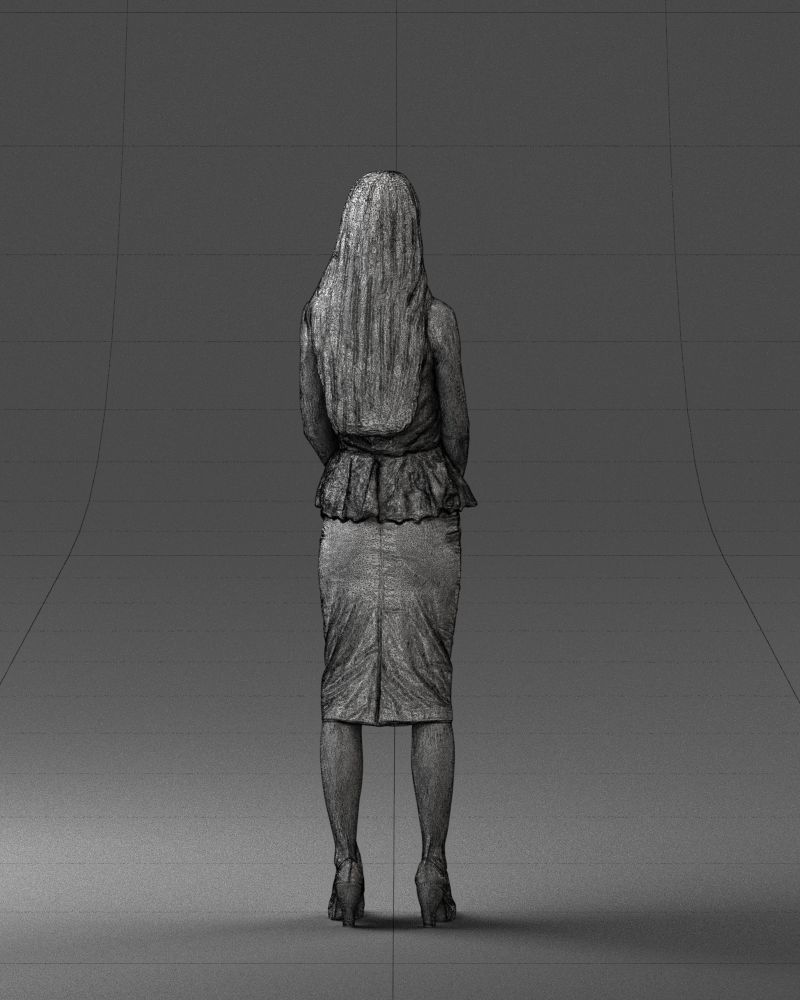 000156 Woman in Strapless Peplum Dress 0714 3dp 3D print model_20