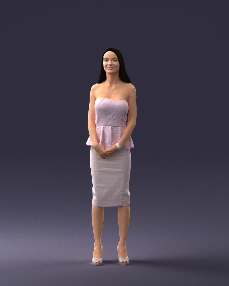 000156 Woman in Strapless Peplum Dress 0714 3dp 3D print model_3