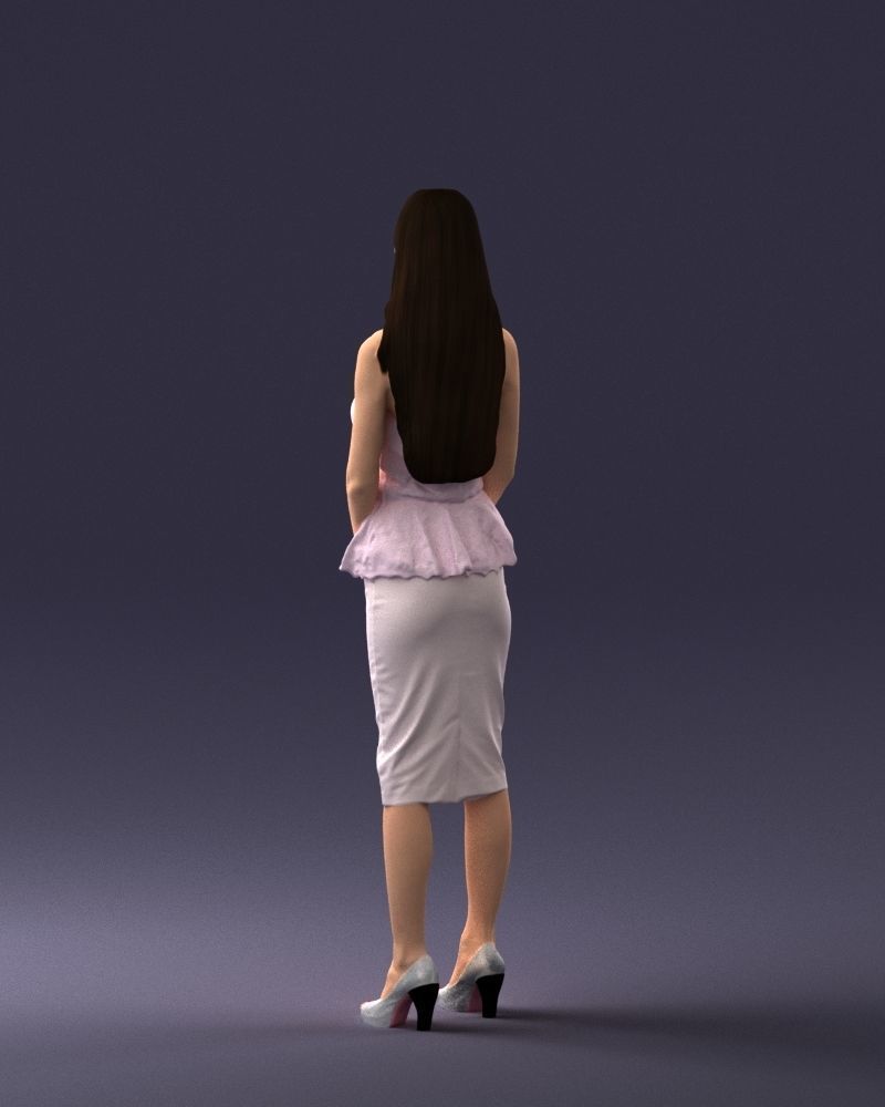 000156 Woman in Strapless Peplum Dress 0714 3dp 3D print model_21