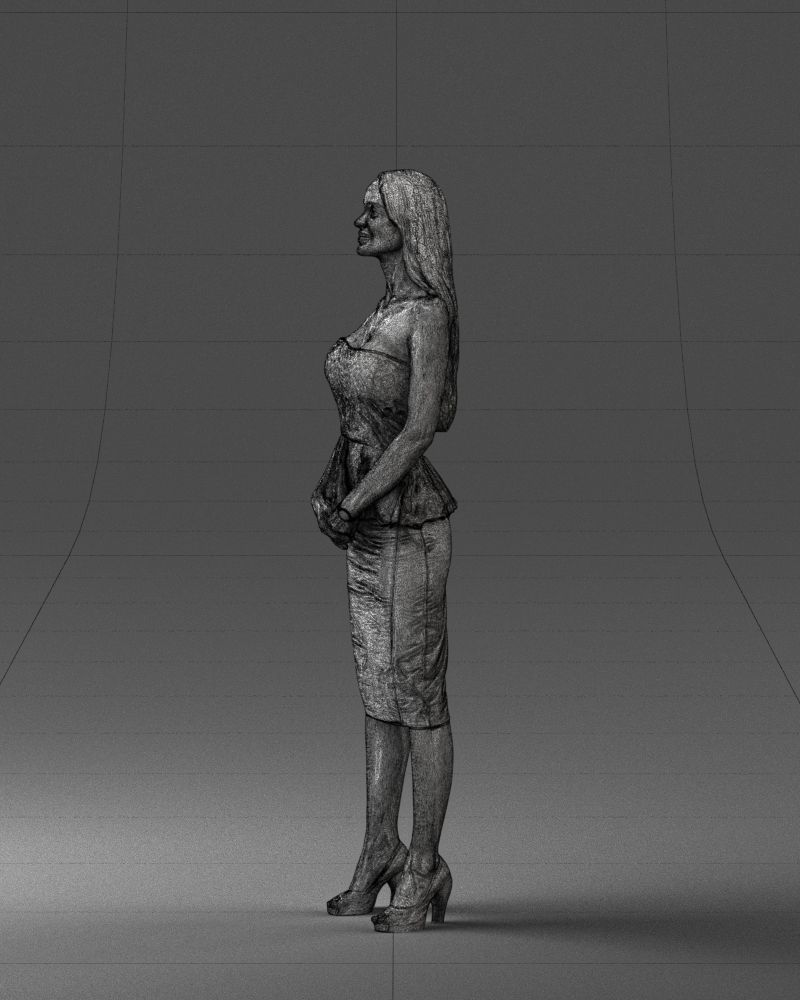 000156 Woman in Strapless Peplum Dress 0714 3dp 3D print model_28