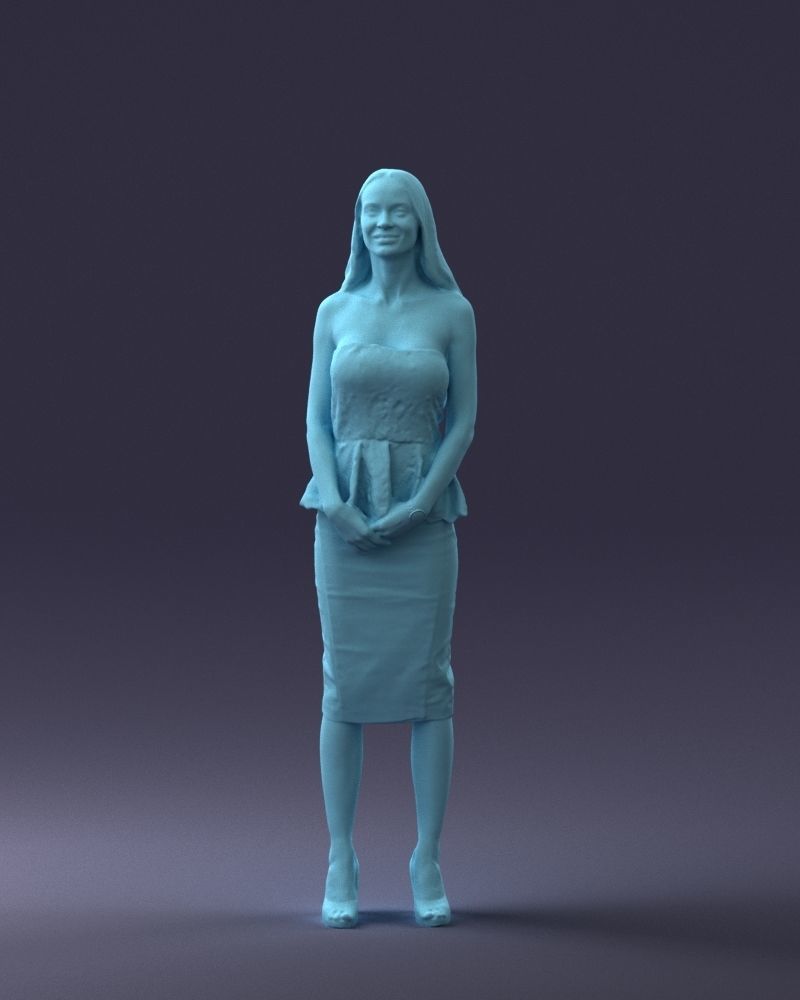 000156 Woman in Strapless Peplum Dress 0714 3dp 3D print model_4