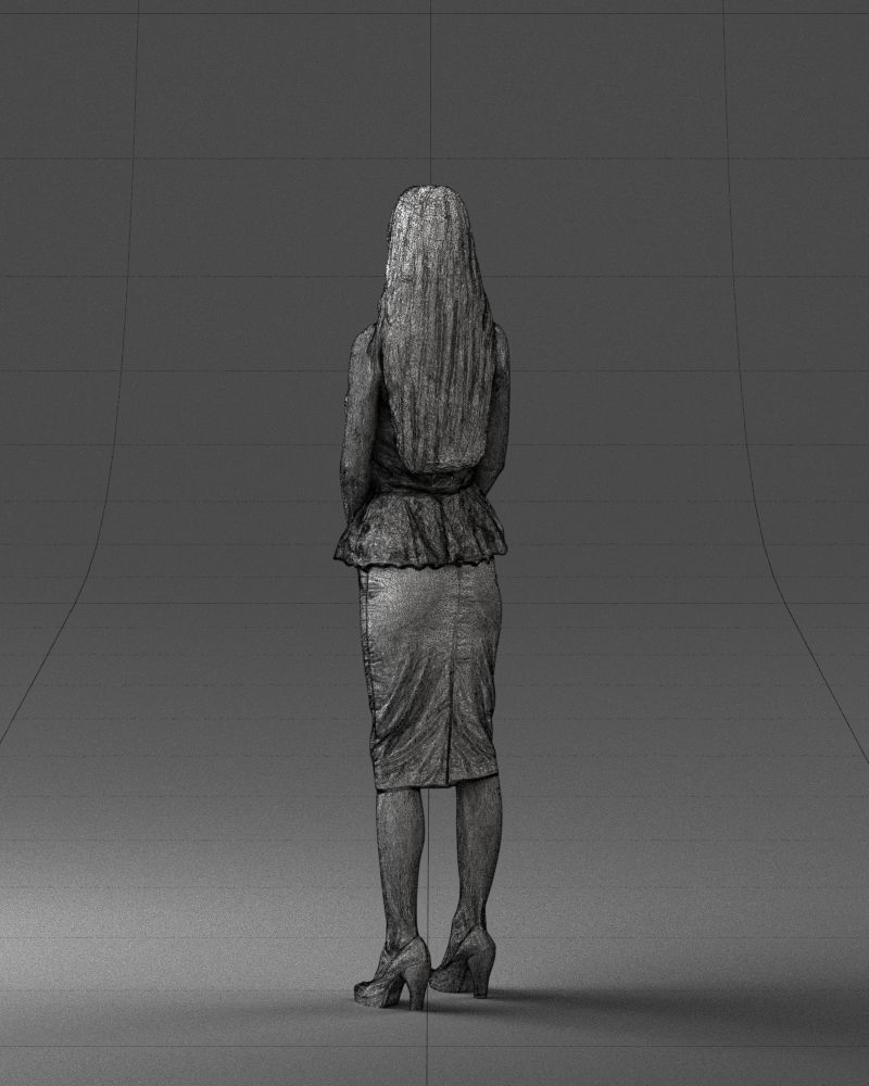 000156 Woman in Strapless Peplum Dress 0714 3dp 3D print model_23