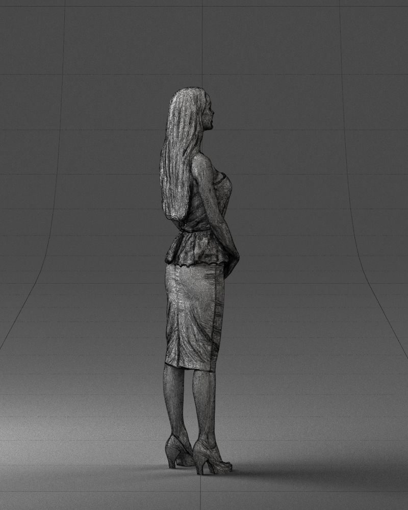 000156 Woman in Strapless Peplum Dress 0714 3dp 3D print model_17