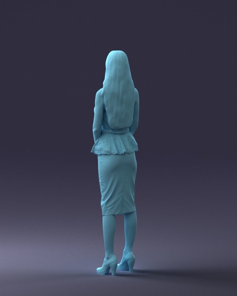 000156 Woman in Strapless Peplum Dress 0714 3dp 3D print model_22