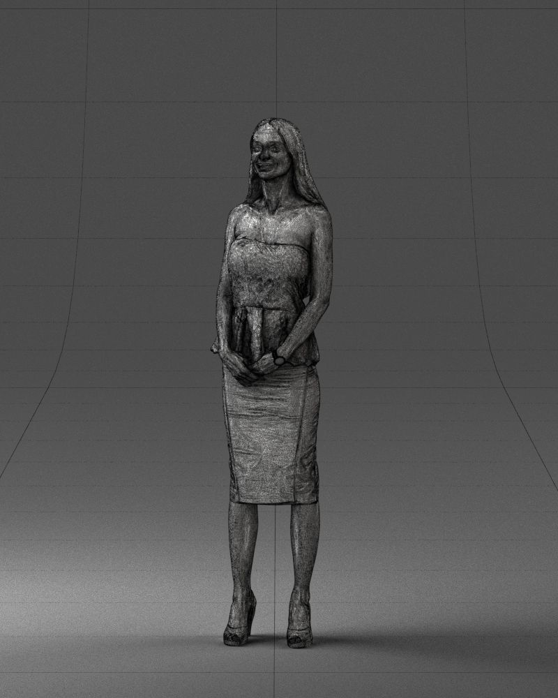 000156 Woman in Strapless Peplum Dress 0714 3dp 3D print model_34