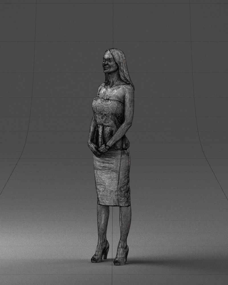 000156 Woman in Strapless Peplum Dress 0714 3dp 3D print model_31