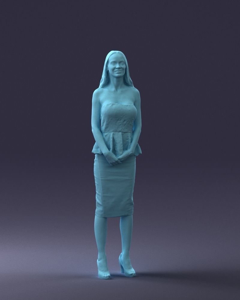 000156 Woman in Strapless Peplum Dress 0714 3dp 3D print model_7