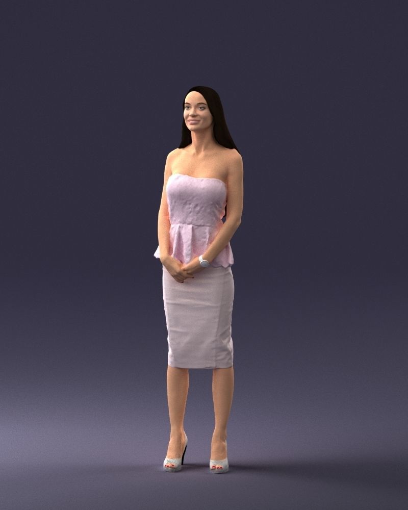 000156 Woman in Strapless Peplum Dress 0714 3dp 3D print model_32