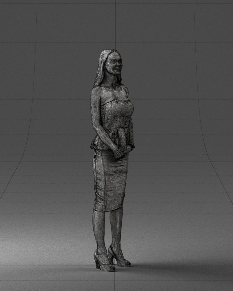 000156 Woman in Strapless Peplum Dress 0714 3dp 3D print model_11