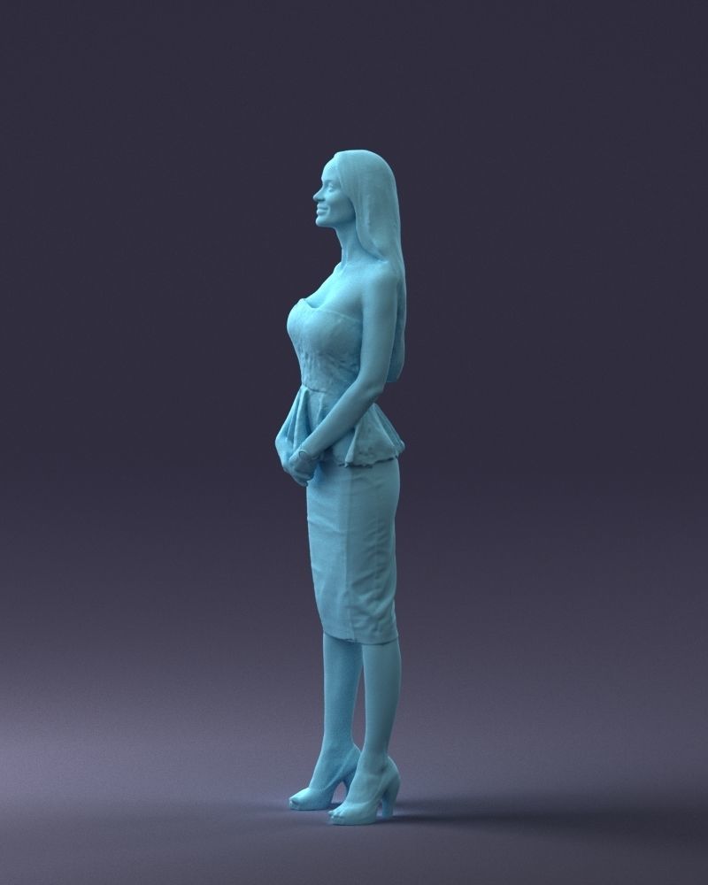 000156 Woman in Strapless Peplum Dress 0714 3dp 3D print model_27