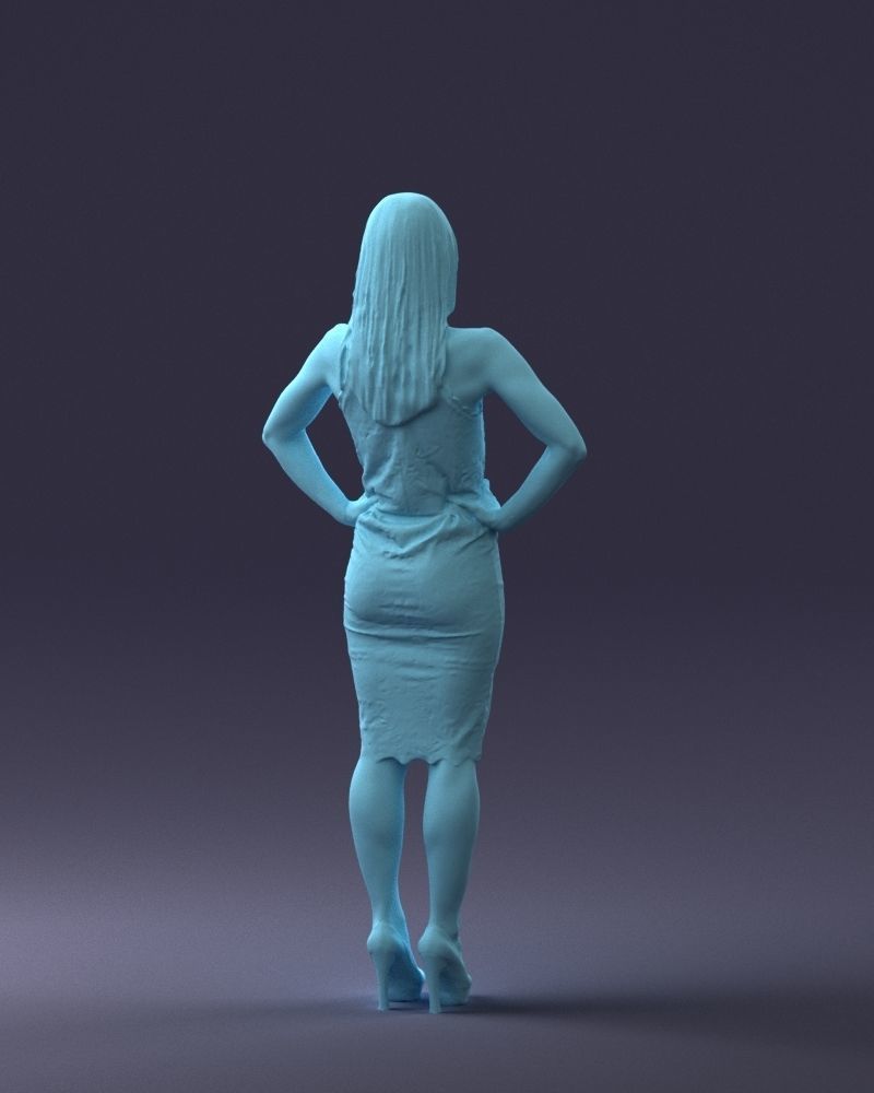 000158 Elegant Woman in White Lace Dress 0714 3dp 3D print model_19