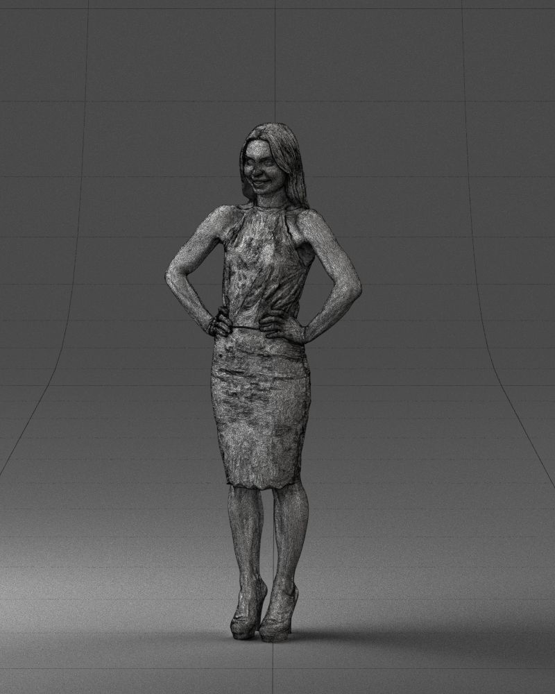 000158 Elegant Woman in White Lace Dress 0714 3dp 3D print model_38