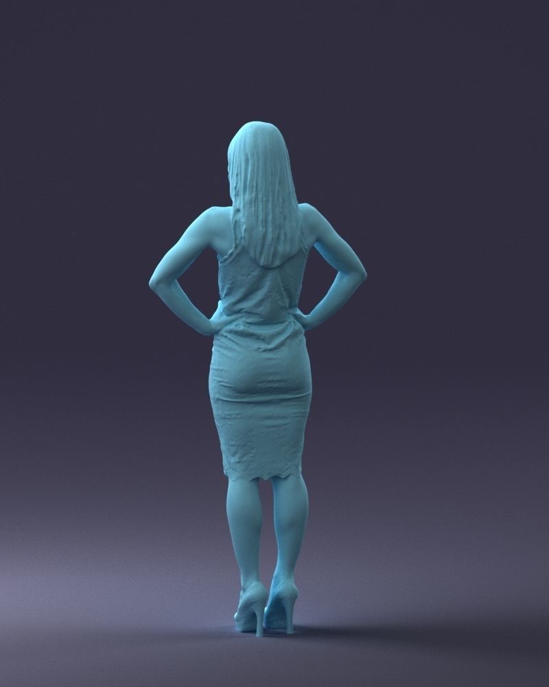 000158 Elegant Woman in White Lace Dress 0714 3dp 3D print model_22