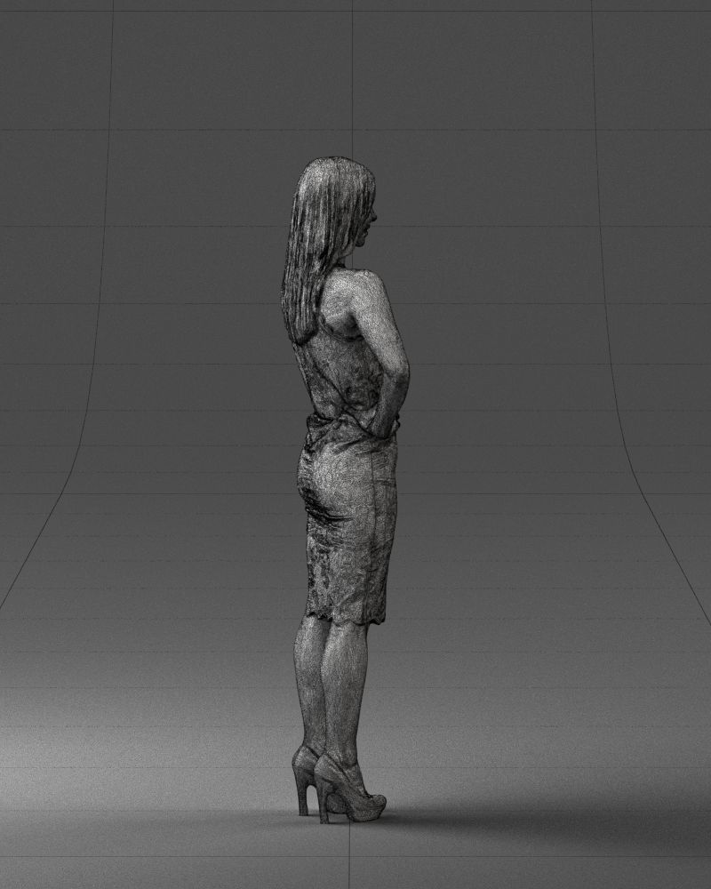 000158 Elegant Woman in White Lace Dress 0714 3dp 3D print model_17