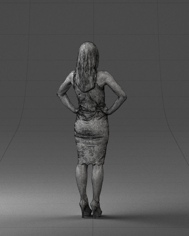 000158 Elegant Woman in White Lace Dress 0714 3dp 3D print model_20