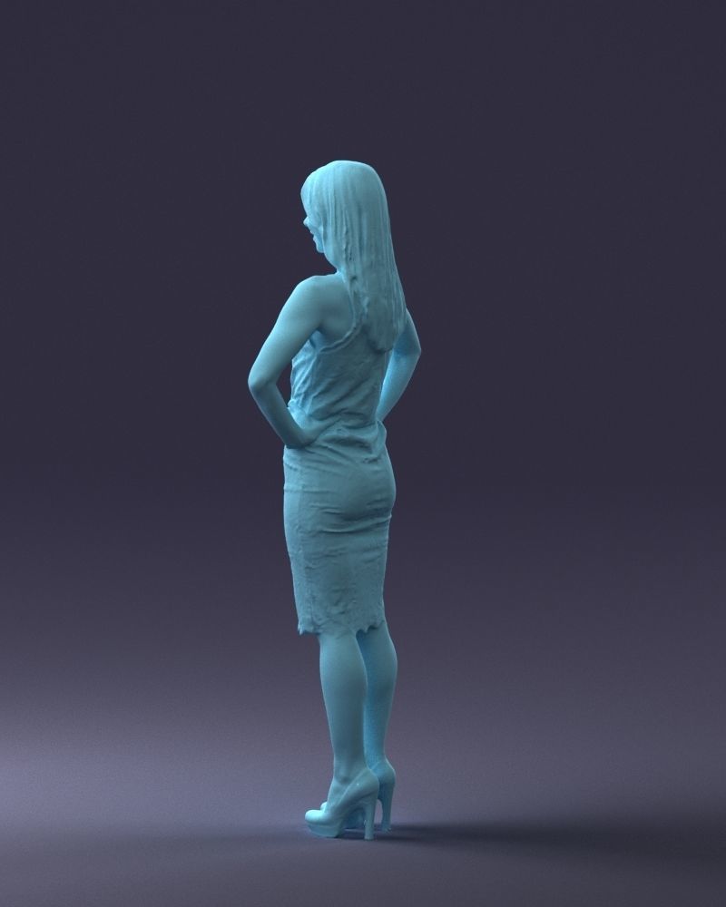 000158 Elegant Woman in White Lace Dress 0714 3dp 3D print model_25