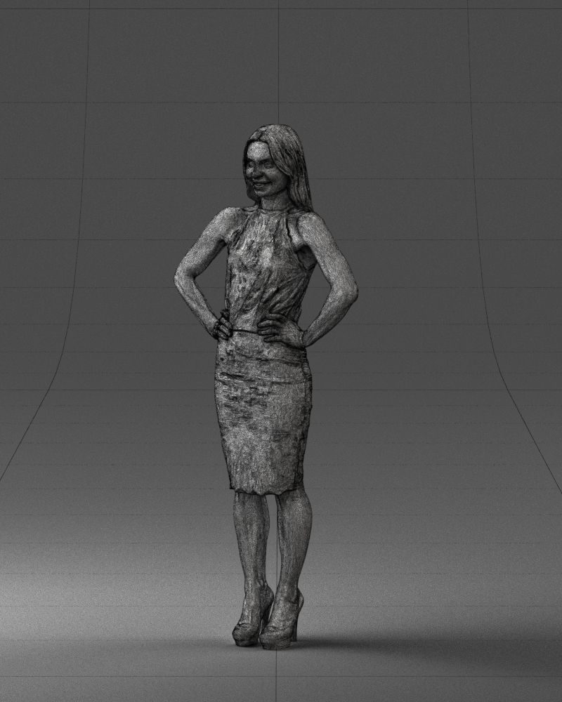 000158 Elegant Woman in White Lace Dress 0714 3dp 3D print model_35