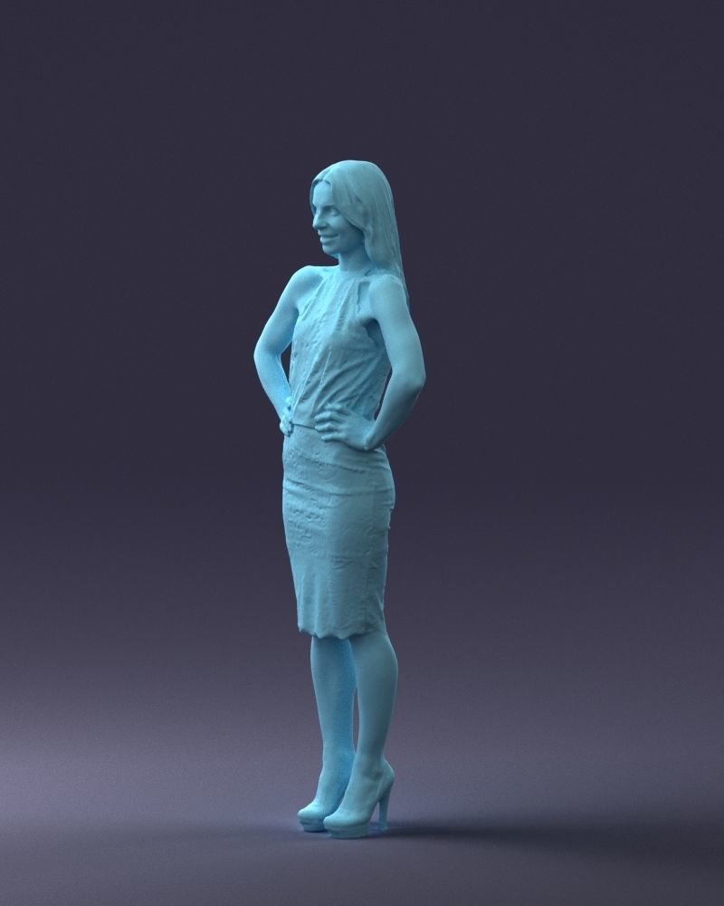 000158 Elegant Woman in White Lace Dress 0714 3dp 3D print model_31