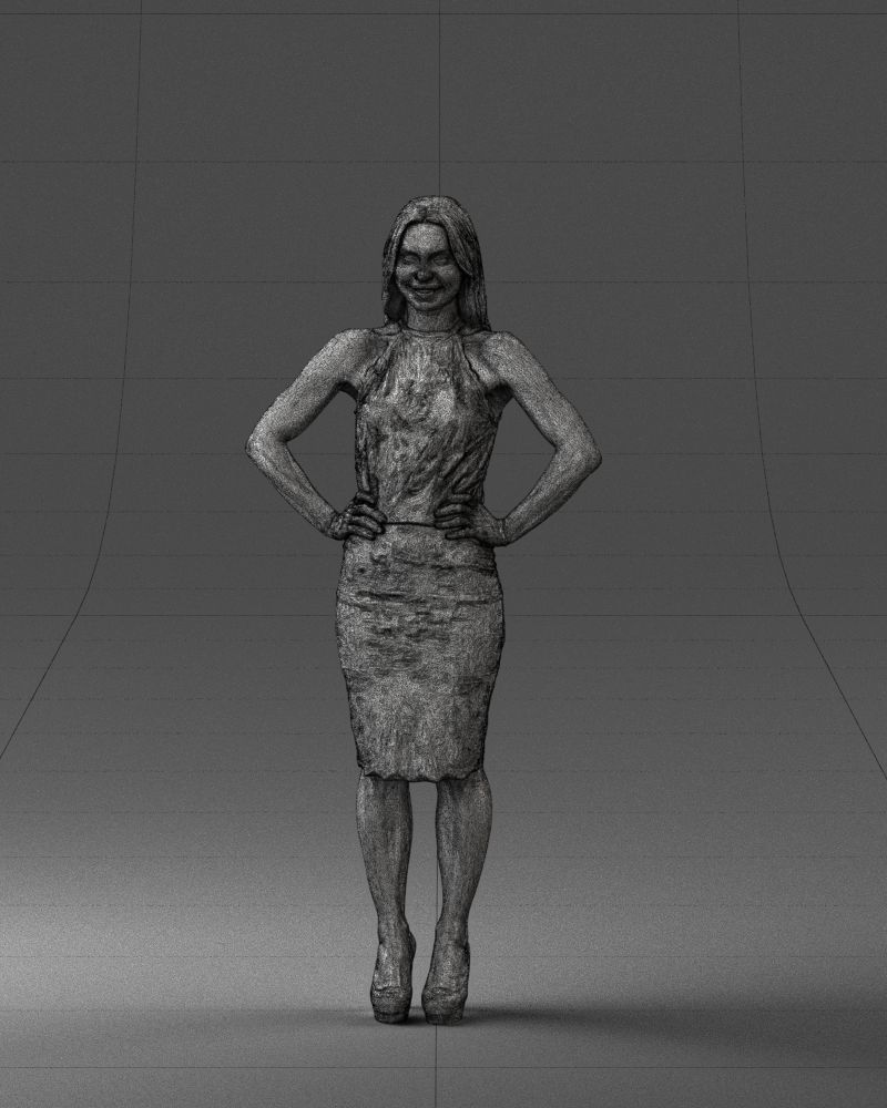 000158 Elegant Woman in White Lace Dress 0714 3dp 3D print model_5