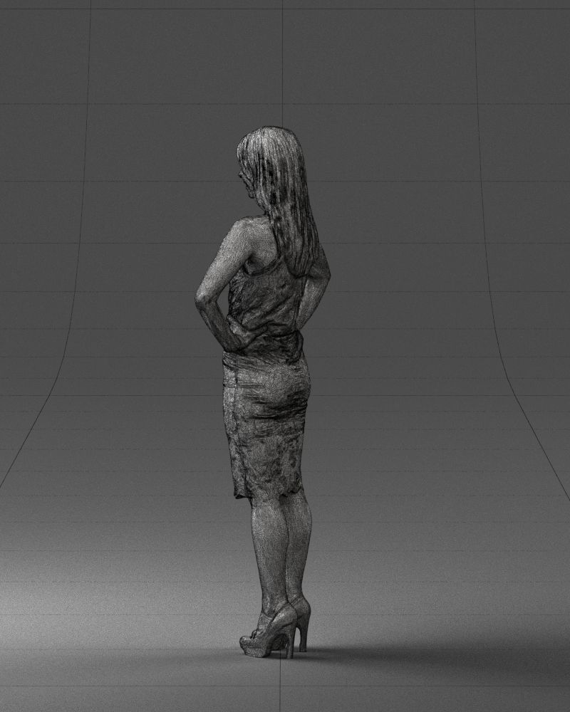 000158 Elegant Woman in White Lace Dress 0714 3dp 3D print model_26